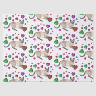 Papel de tejido de corazones gatitos