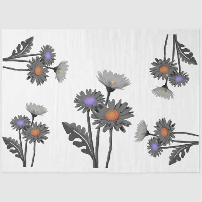 Papel de tejido de Daisys monocromo (Anverso)