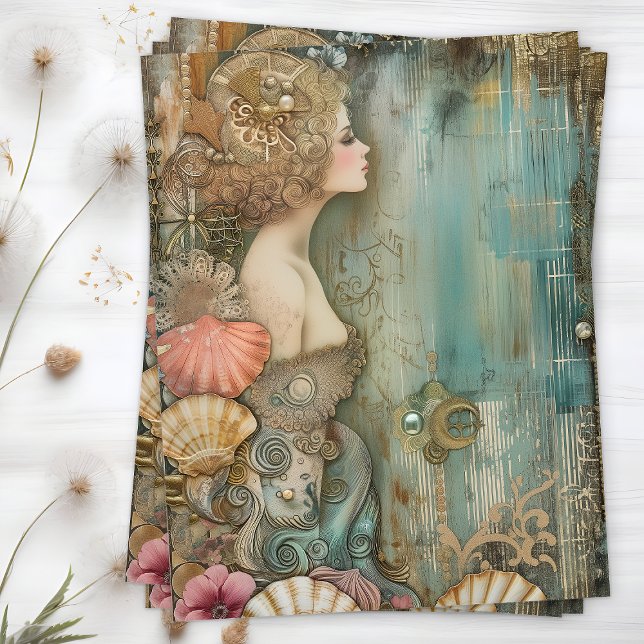 PAPEL DE TEJIDO DE DECOUPAJE DE MERMAID (MERMAID DECOUPAGE TISSUE PAPER)
