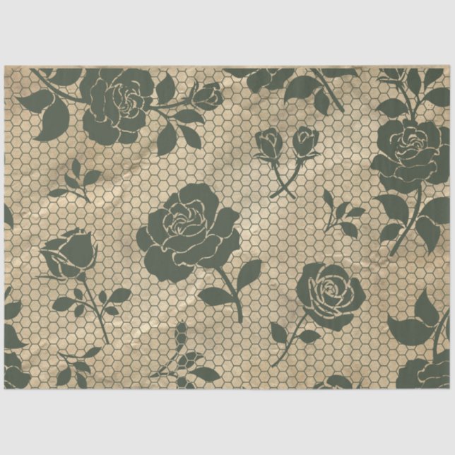 Papel de Tejido de desacoplamiento de encaje negro (Anverso)