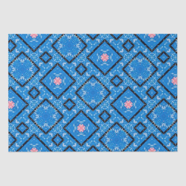 Papel de tejido de diamante rosa negro azul con pr (Anverso)