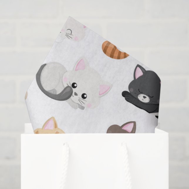 Papel de tejido de fiesta de patrón de gato (Bolsa de regalo)