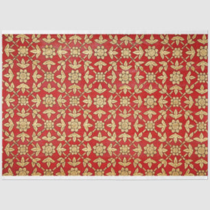 papel de tejido de flores doradas