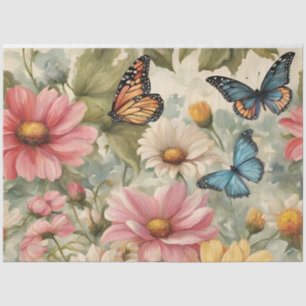 Papel De Tejido De Flores Y Mariposas