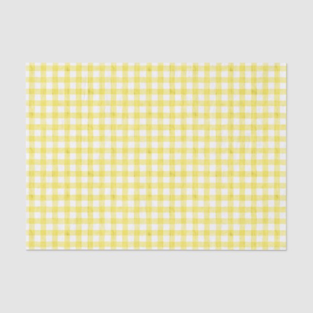 Papel de tejido de Gingham amarillo (Anverso)