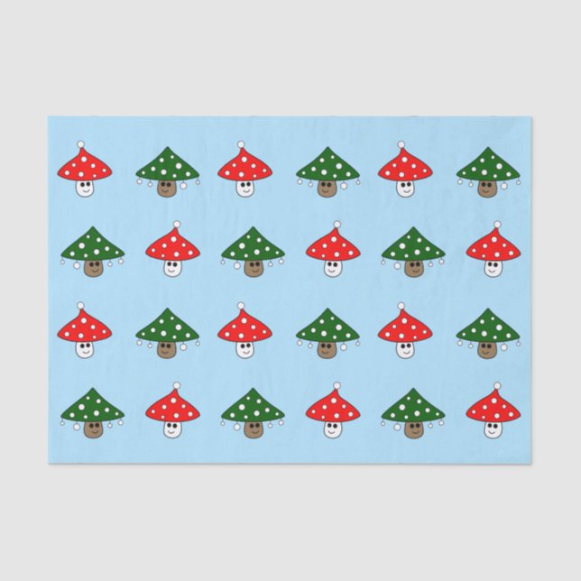 Papel de tejido de hongos azules festivos (Anverso)