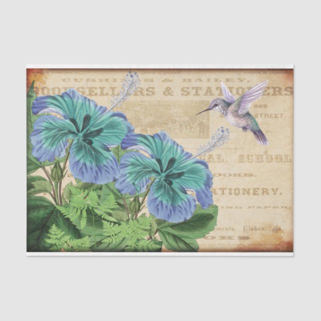 Papel De Tejido De Hummingbird Floral Vintage