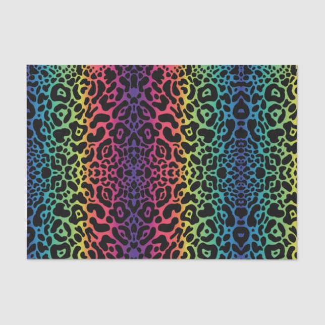 Papel de tejido de leopardo arco iris (Anverso)