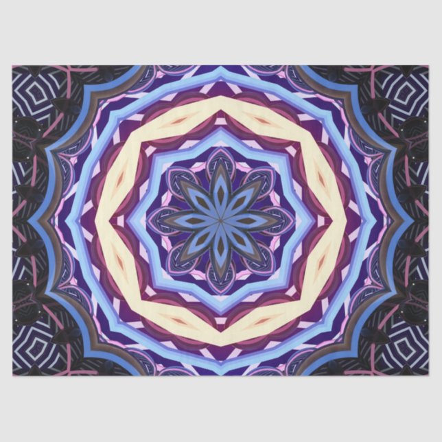 papel de tejido de mandala de flores azules (Anverso)