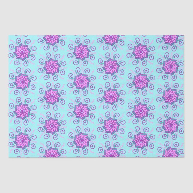 Papel de tejido de mandelas rosa y menta (Anverso)