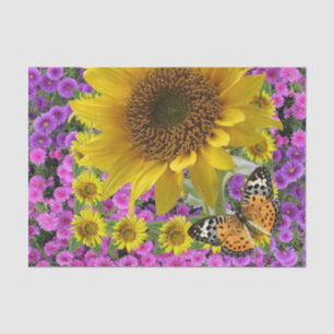 Papel de tejido de mariposa de girasol