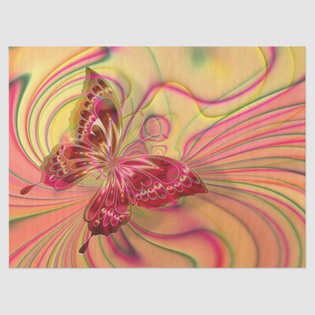 papel de tejido de mariposa roja de durazno (Anverso)