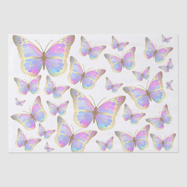 papel de tejido de mariposas pastel (Anverso)