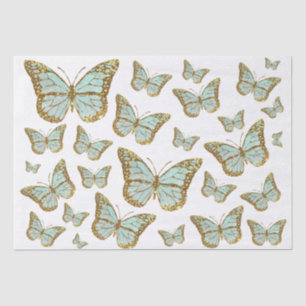 Papel de tejido de mariposas verde azuladas