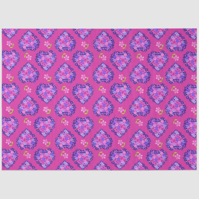 Papel de tejido de moda magenta y flores (Anverso)