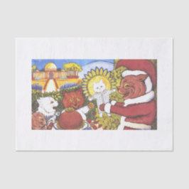 PAPEL DE TEJIDO DE NAVIDADES DE SANTA CAT