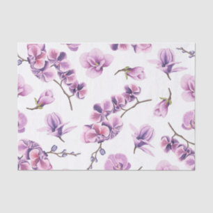 Papel de tejido de orquídeas moradas