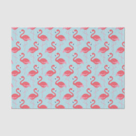 Papel de tejido de patrón azul de flamingo rosa