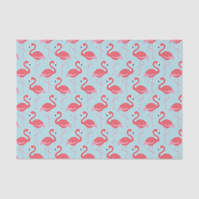 Papel de tejido de patrón azul de flamingo rosa (Anverso)