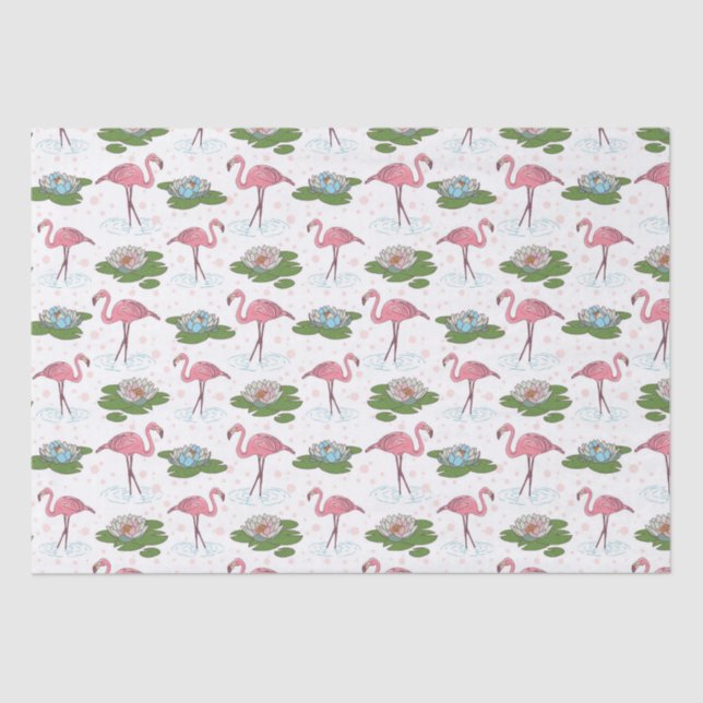 papel de tejido de patrón floral de flamingo rosa (Anverso)