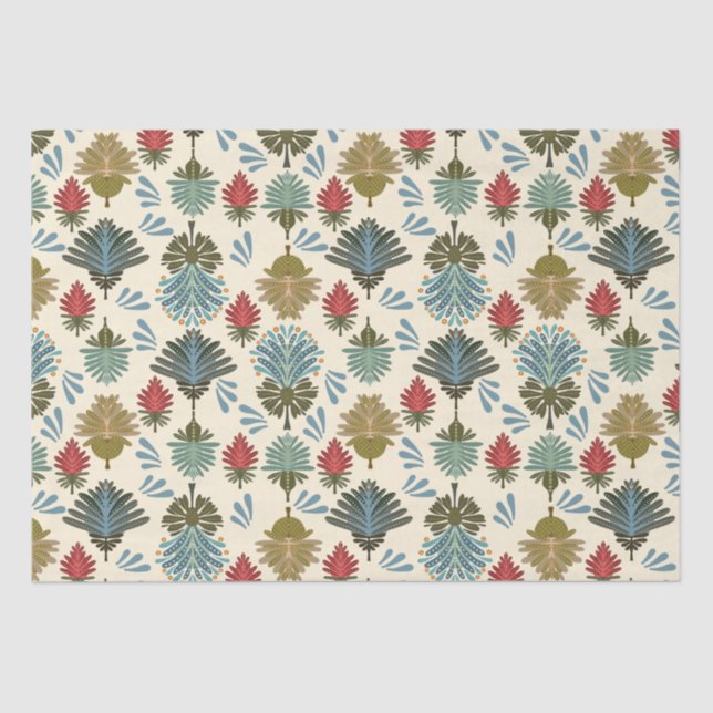 Papel de tejido de patrón floral oriental (Anverso)
