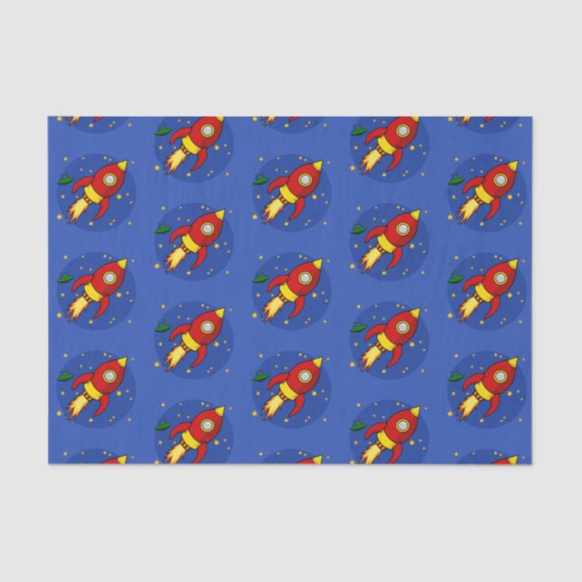 Papel de tejido de patrón rojo de cohete (Anverso)