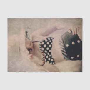 Papel de tejido de polka de punto bikini del Chica