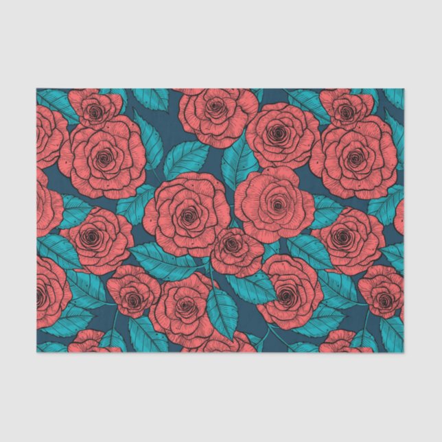 Papel de tejido de rosas rojas (Anverso)