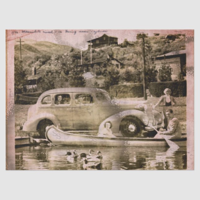 Papel de Tejido de Tiempo de Vacaciones Retro (Anverso)