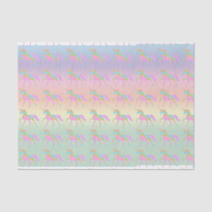 Papel de tejido de unicornio con arcoiris pastel