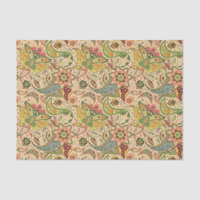 Papel de tejido decorativo de flores Paisley (Anverso)