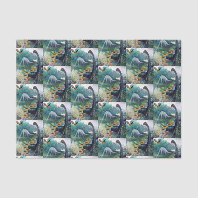 Papel de tejido decorativo Dinosaurio (Anverso)