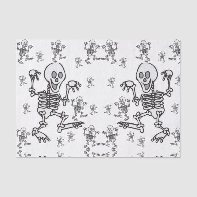 Papel de tejido decorativo esqueletos halloween (Anverso)