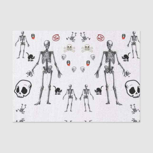 Papel de tejido decorativo esqueletos halloween (Anverso)