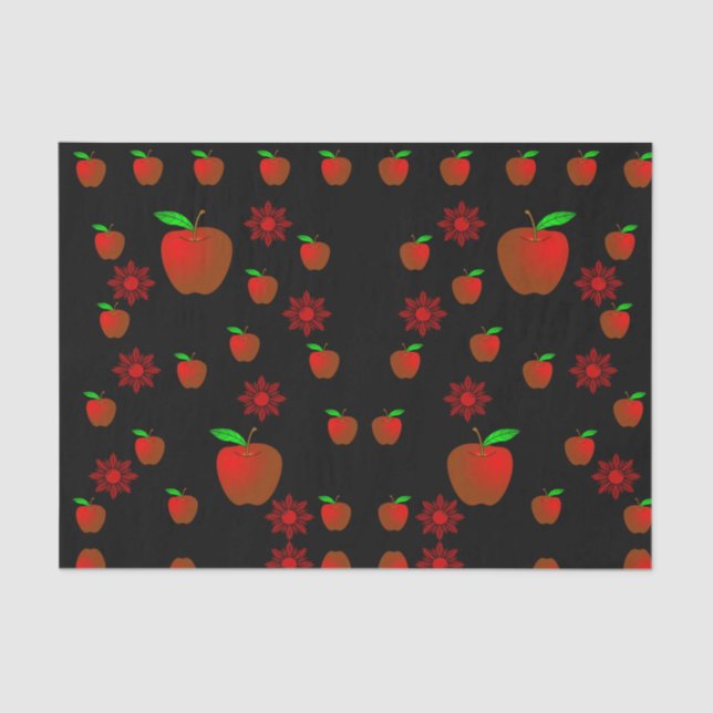 Papel de tejido decorativo manzanas rojas (Anverso)