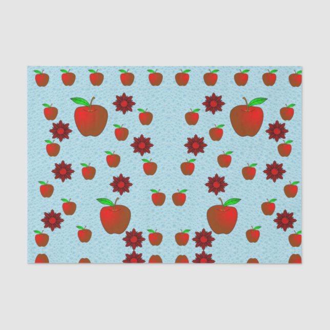 Papel de tejido decorativo manzanas rojas (Anverso)