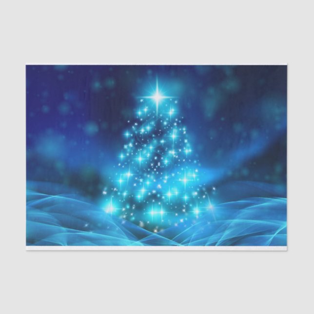 Papel de tejido del árbol de Navidad azul etéreo (Anverso)