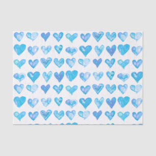 Papel de tejido del corazón azul