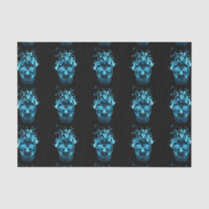 Papel de tejido del cráneo de fuego azul