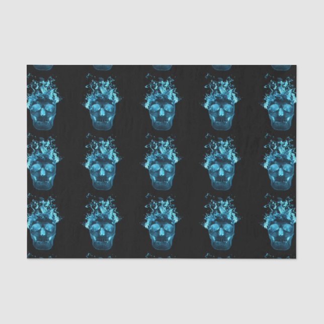 Papel de tejido del cráneo de fuego azul (Anverso)
