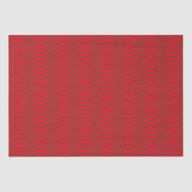 Papel De Tejido Del Patrón De Ondas Rojas Y Verdes (Anverso)