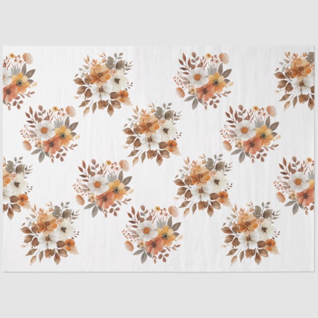 Papel de tejido floral acuático de otoño (Anverso)