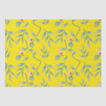 Papel de tejido floral amarillo deslumbrante