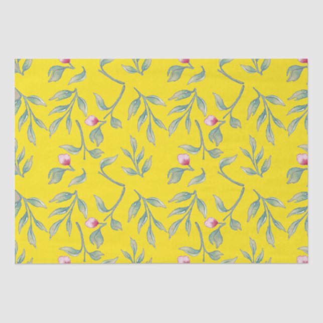 Papel de tejido floral amarillo deslumbrante (Anverso)