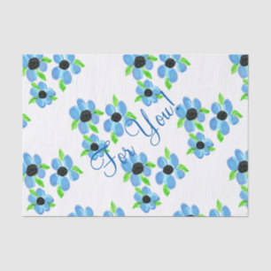 Papel de tejido floral azul