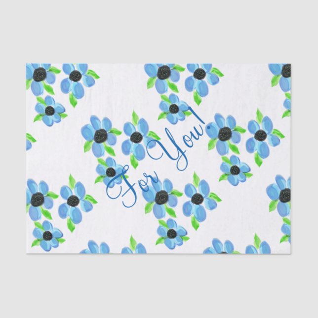 Papel de tejido floral azul (Anverso)