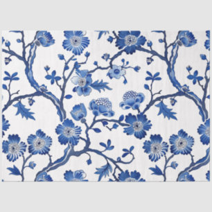 Papel de tejido floral azul