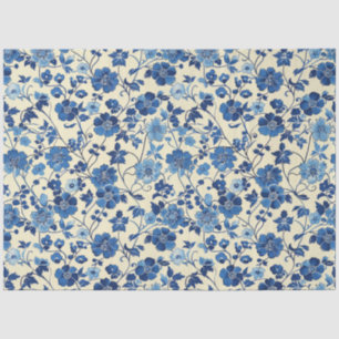 Papel de tejido floral azul