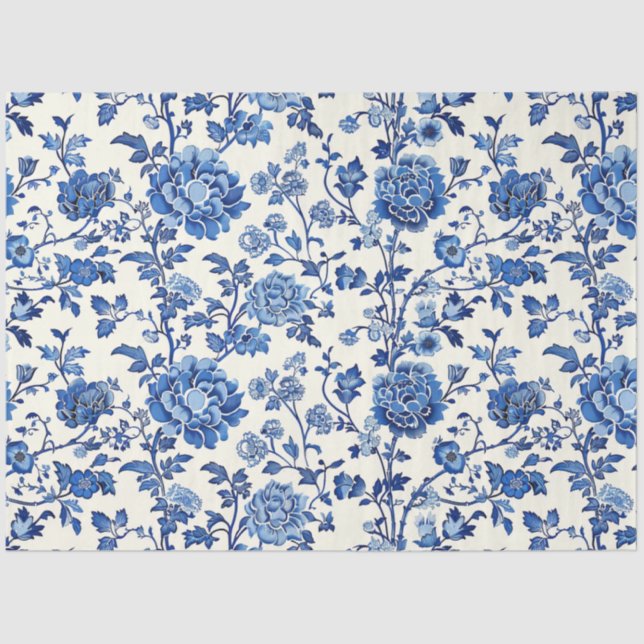 Papel de tejido floral azul (Anverso)