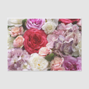 Papel de tejido floral con rosas e hidrangeas